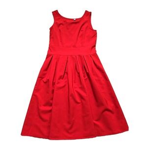 Favolook Solid Red Sleeveless Pleated Light Weight Dress Women's M  Medium